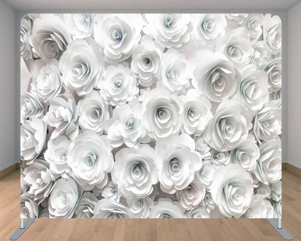 White paper flowers backdrop